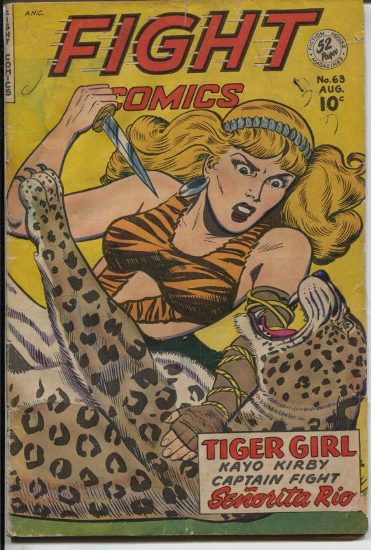 Fight #63 1950-Fiction House-Tiger Girl cover-many Good Girl Art panels-1950