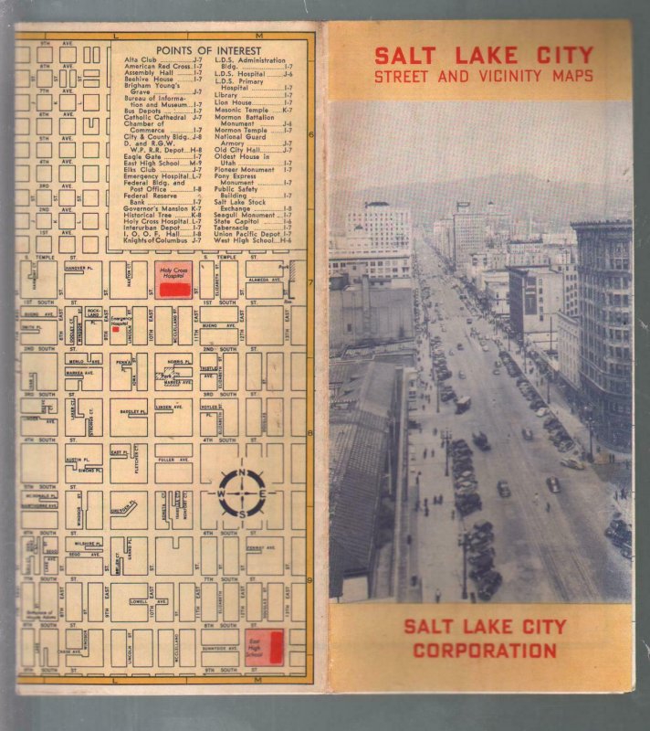 Salt Lake City and Vicinity Map 1930's-points of interes-streets-FN