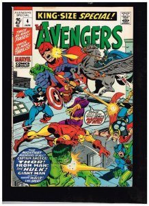 Avengers #4 ~ King Size ~ Lava Man ~ 1971 (8.5) WH