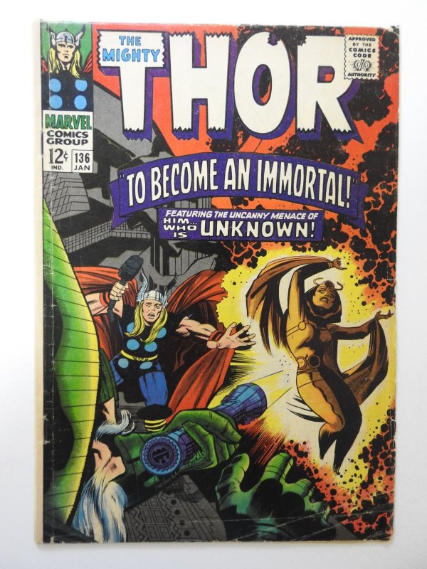 Thor #136 VG- Condition centerfold detached bottom staple