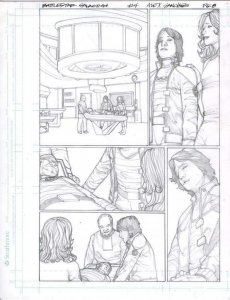 Battlestar Galactica #4 pg 8 Original Penciled art ALEX SANCHEZ Starbuck & Adama