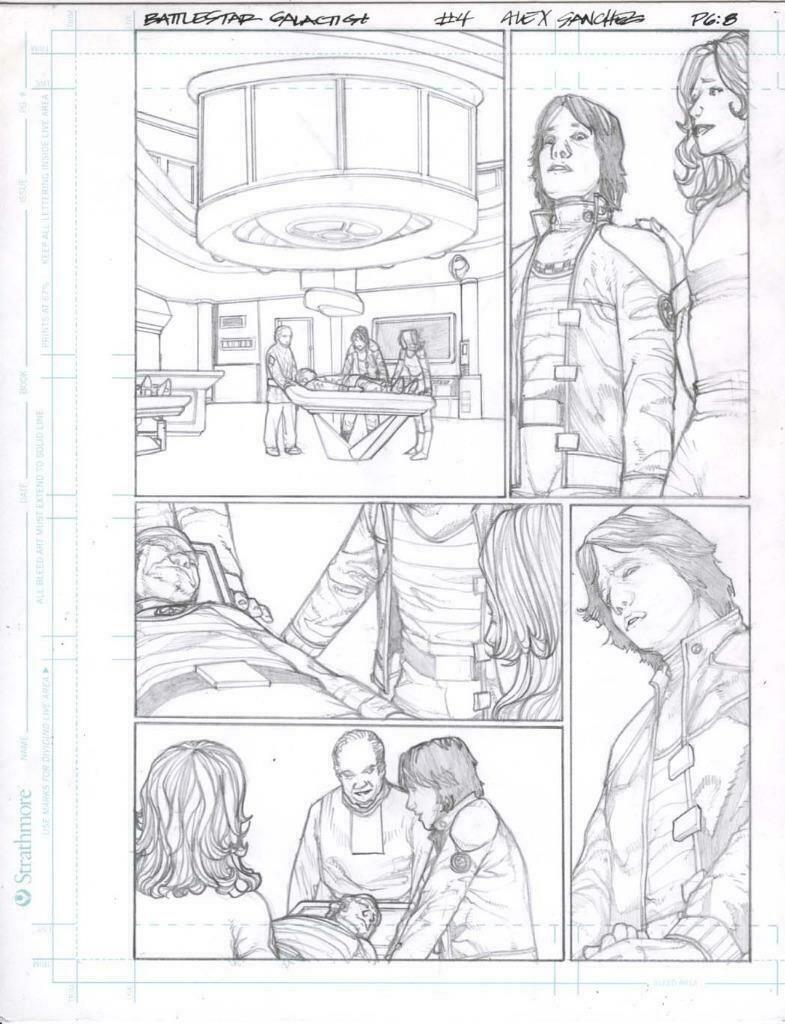 Battlestar Galactica 4 pg 8 Original Penciled art ALEX SANCHEZ