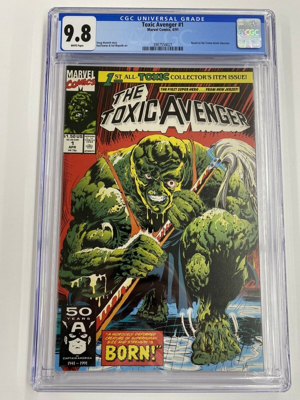 Toxic Avenger #1 CGC 9.8 NM/MT White Pages Marvel Comics 1991 Movie Coming!