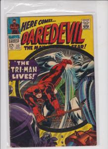 DAREDEVIL THE MAN WITHOUT FEAR V1 #22  1966  THE TRI MAN LIVES