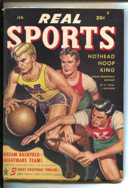 Real Sports 1/1948-Basketball coverPulp stories by Gardener F Fox-Burgess Leo...