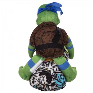 Teenage Mutant Ninja Turtle Mutant Mayhem Sketched Out Blanket & Leonardo Plush