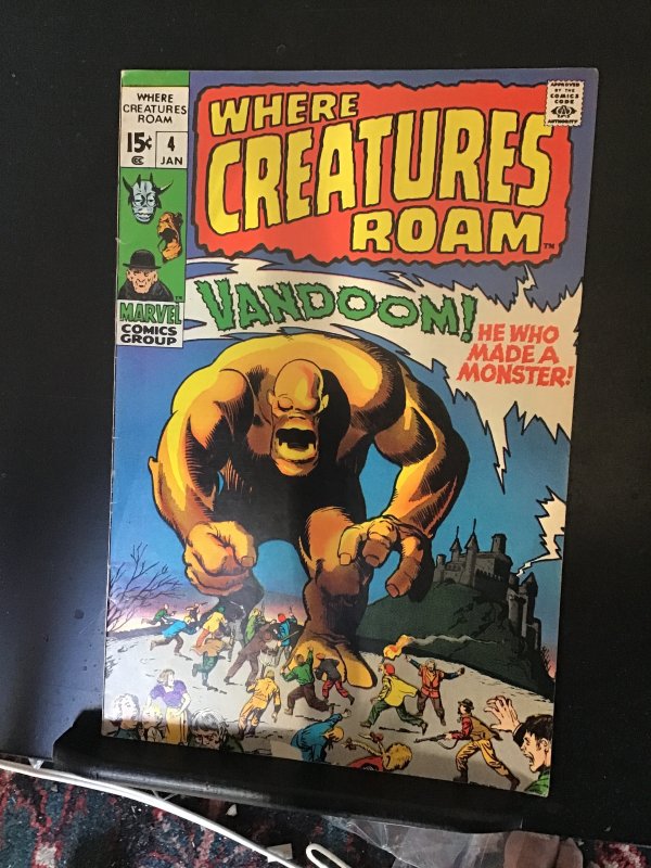 Where Creatures Roam #4 (1971) Kirby cameo Frankenstein etc  Ditko Art! VF/NM