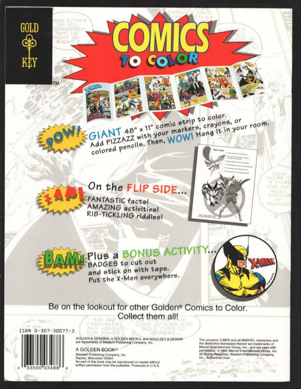 X-Men Comics To Color #3488-1 1992-Giant 6 Panel Foldout-Trivia-Fun Facts-Wol...