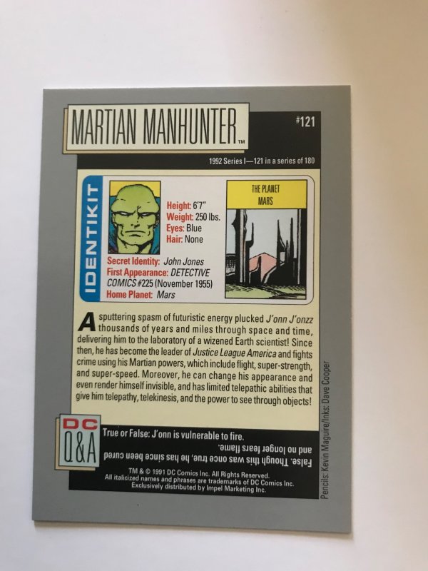 MARTIAN MANHUNTER #121 card : 1992 DC Universe Series 1, NM/M, Impel