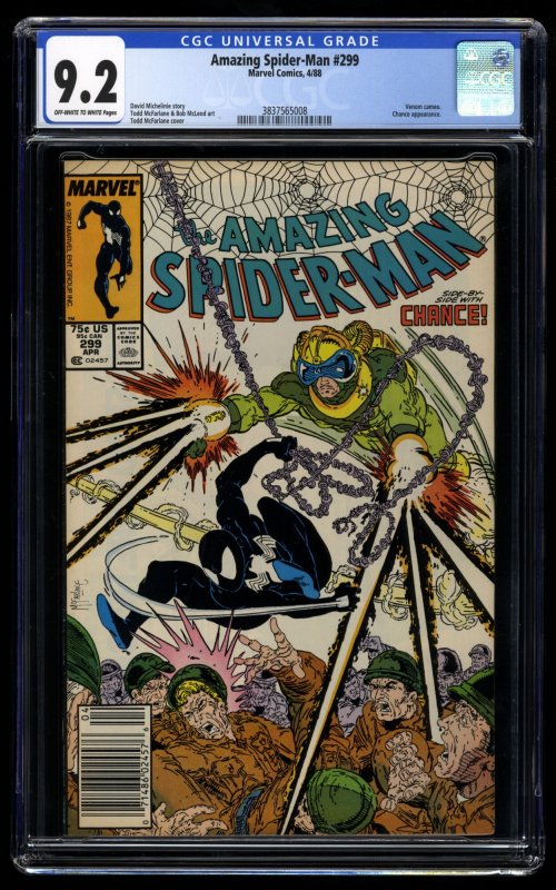 Amazing Spider-Man #299 CGC NM- 9.2 Newsstand Variant 1st Venom Cameo!