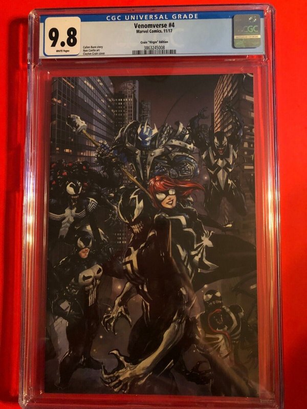 VENOMVERSE #4 CGC 9.8 WP MARVEL-11/17 / CRAIN  VIRGIN  EDITION /  NEW SLAB 