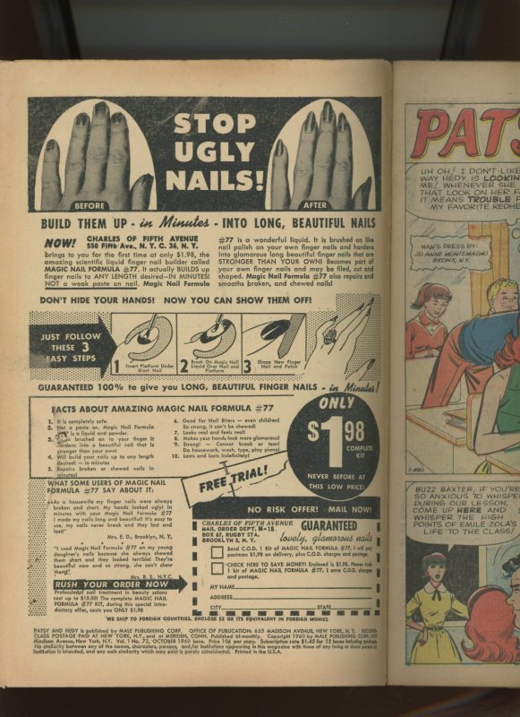 (1960) Patsy and Hedy #72: SILVER AGE MARVEL! WE COMBINE SHIPPING! (5.5/6.0)