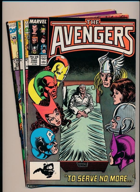 Marvel LOT of 5- THE AVENGERS #280('87),#332-335('91) ~ FINE (PF235)