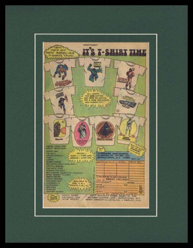 1979 Marvel Comics T Shirts Framed 11x14 ORIGINAL Advertisement Spider-Man Hulk