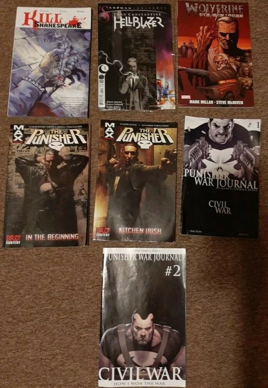 LOT OF 7 MARVEL mostly THE PUNISHER COMIC ok used shape