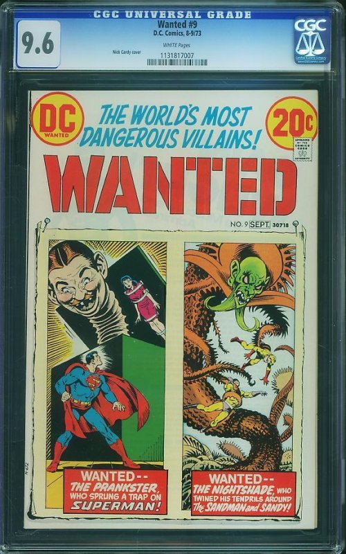 Wanted, The World's Most Dangerous Villains #9 (1973) CGC 9.6 NM+