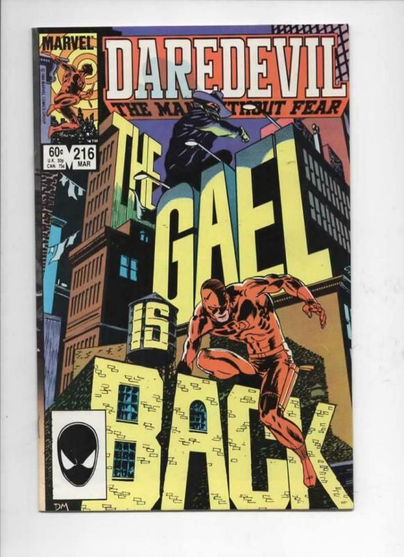 DAREDEVIL #216 VF/NM  Murdock, Gael, 1964 1985, more Marvel in store