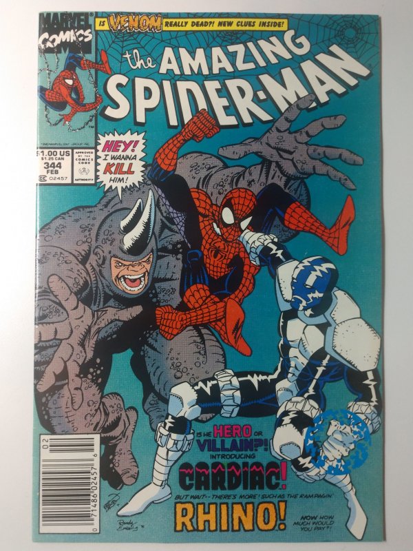 The Amazing Spider-Man #344 (8.5, 1991) NEWSSTAND,  1st app of Cletus Kasady ...