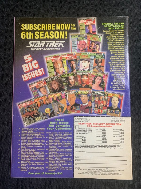 1992 STARLOG SPECTACULAR Magazine #6 VG 4.0 Babylon 5 Fold-Out / Terminator 2