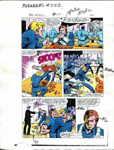 Avengers #222 1982 Hand Painted  Colorguide Page 12-fight scene-VG