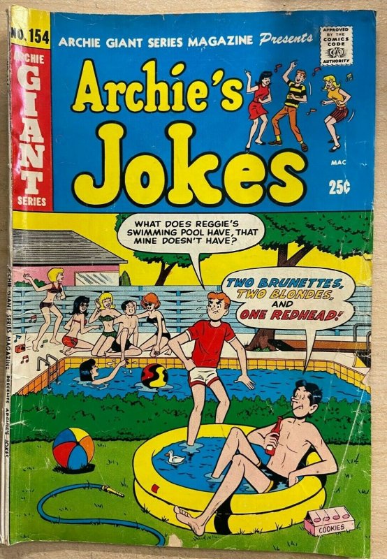 ARCHIE GIANT SERIES #154 (Archie, 6/1968) GOOD (G)  Archie's Jokes; pool cover