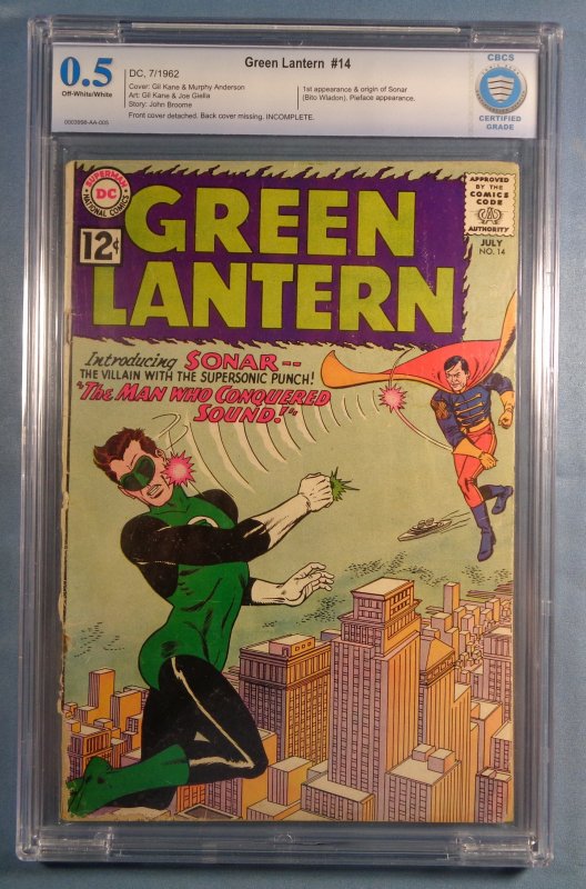 Green Lantern #14 CBCS 0.5 1st Appearance/Origin Sonar Silver Age