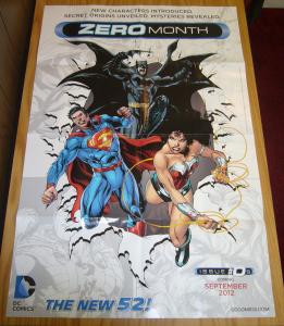 DC Comics New 52 Zero Month promotional poster - batman  superman  wonder woman