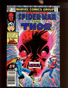 Marvel Team Up Starring Spider Man & Thor #115 - Newsstand Edition! (8.5) 1982