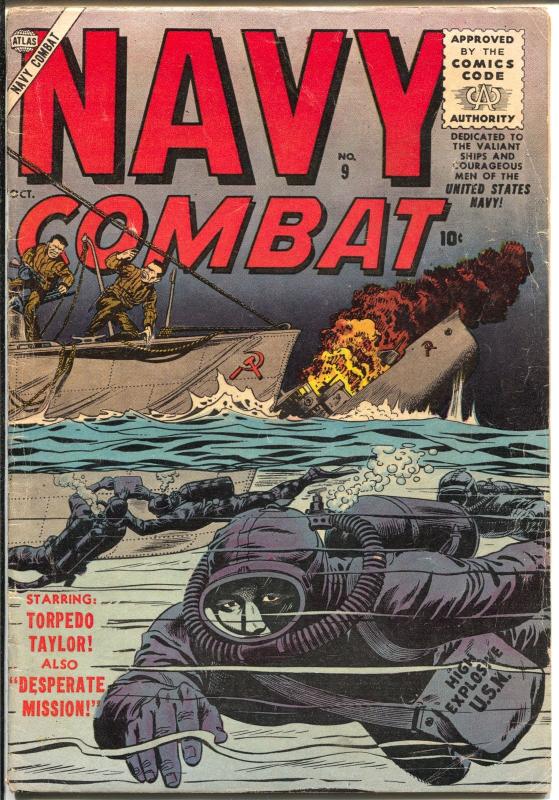 Navy Combat #9 1956-Atlas-Torpedo Taylor-Don Heck-Davy Berg-Joe Sinnott-VG