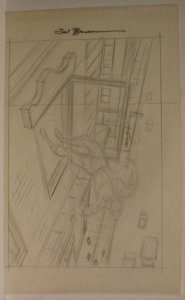 Spider-Man Splash Prelim - Spidey Falling out a Window - art by Sal Buscema