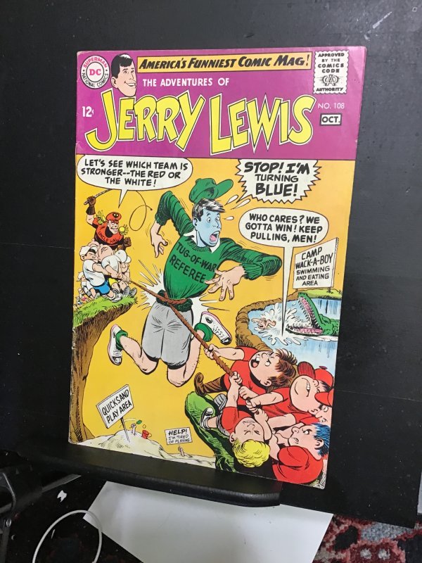 Adventures of Jerry Lewis #108 (1968) Camp run amok cover! FN/VF Tug-of-war!