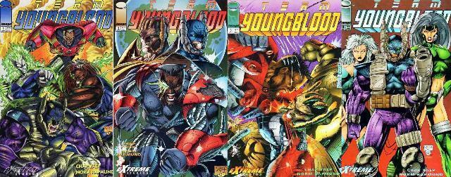TEAM YOUNGBLOOD (1993 IMAGE) 1-4  vs GIGER! COMICS BOOK