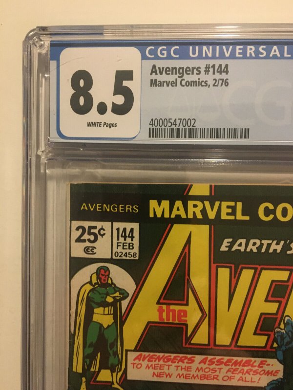 The Avengers #144 CGC 8.5 White Pages 1st Patsy Walker As Hellcat Perez Label