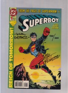 Superboy #1 - SIGNED BY KARL KESEL & DOUG HAZLEWOOD/ WITH COA! (8.0) 1994