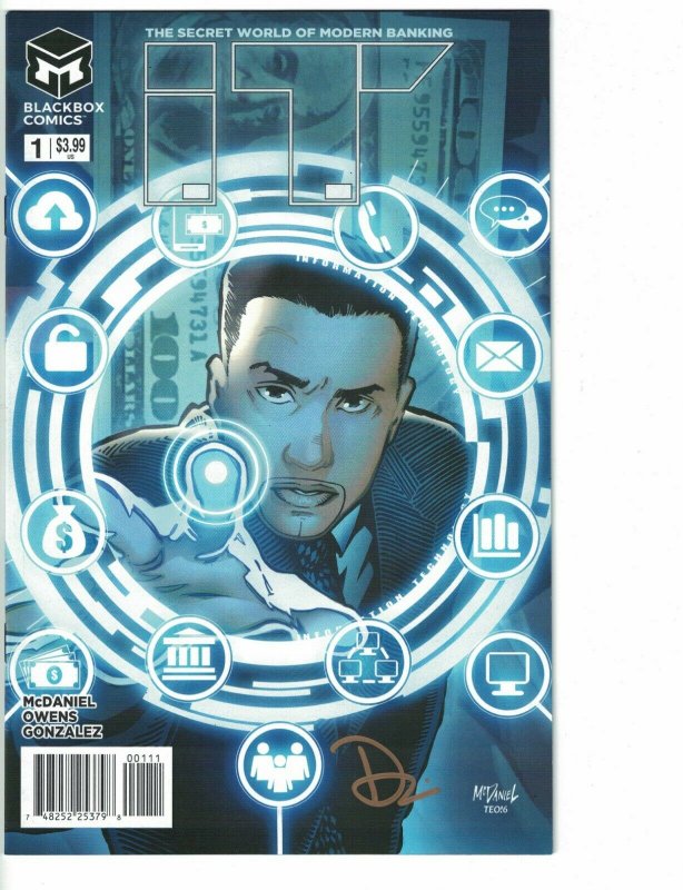 I.T. The Secret World of Modern Banking #1 VF/NM signed by Dimitrios Zaharakis  