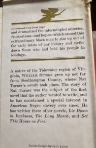 The confessions of Nat Turner, STYRON, 1967, sixth print