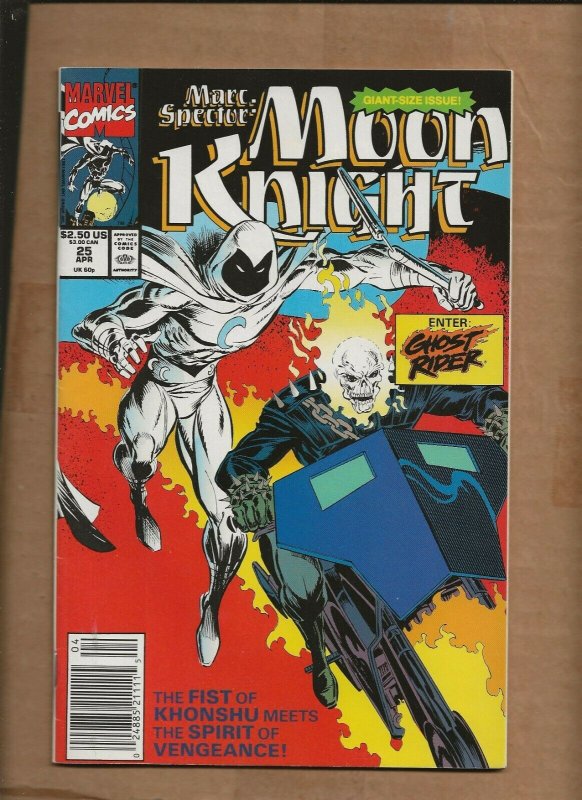 MARC SPECTOR MOON KNIGHT #25 GHOST RIDER APPEARANCE NEWSSTAND UPC CODE MARVEL 24885211115