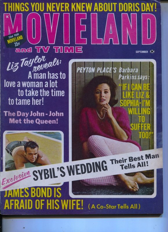 Movieland And TV Time-Barbara Parkins-Sean Connery-David McCallum-Sept-1965