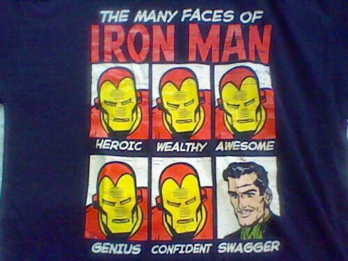 Used Marvel The Many Faces of Iron Man Tony Stark XL black t-shirt, Ironman