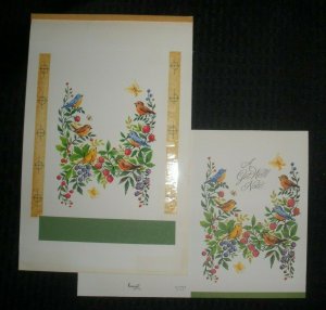 GET WELL SOON Cute Birds w/ Flowers & Fruit 7x11 Greeting Card Art #9137