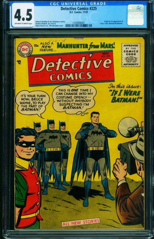 Detective Comics #225 CGC 4.5 1955-BATMAN 1st Martian Manhunter 1250906001