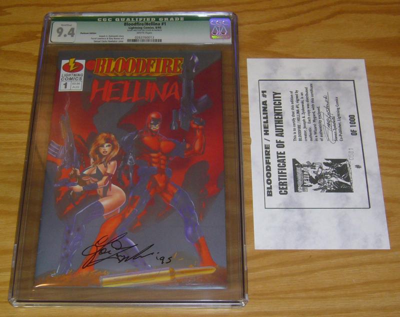 Bloodfire/Hellina #1 CGC 9.4 platinum edition variant signed with COA (581/1000)