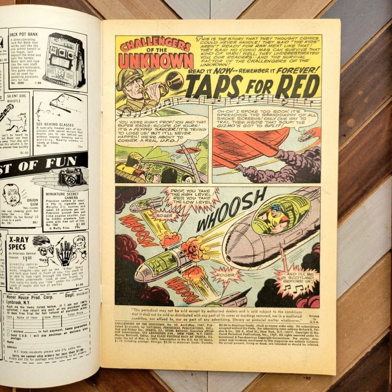 Challengers Of The Unknown #55 FN- (DC 1967) 12-cent Taps For Red Bob Brown