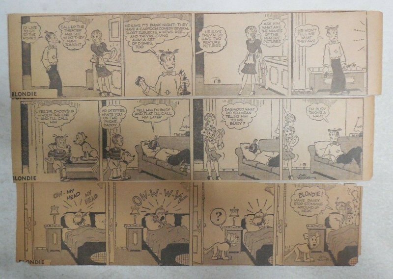 (306) Blondie Dailies by Chic Young from 1940 3 x 10 inches Complete Year !