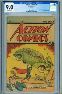 Action #1 1976 -- CGC 9.0 -- 1st Superman -- Sleeping Bag variant -- comic book