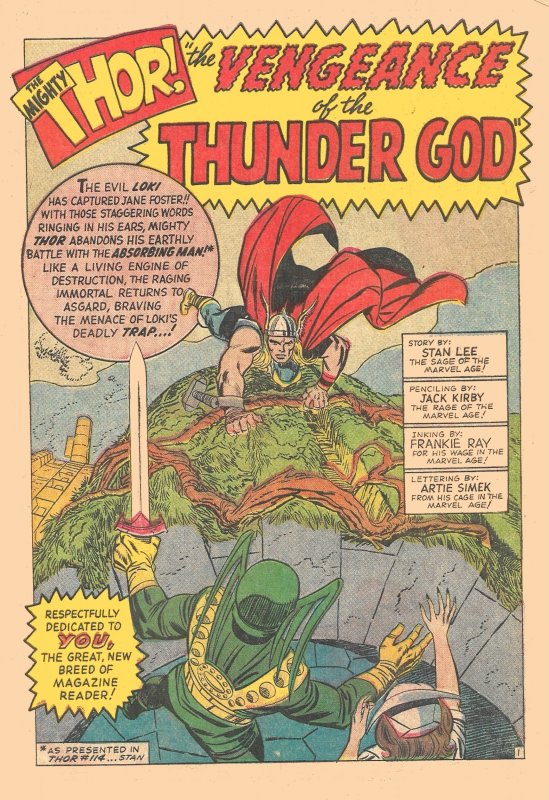 JOURNEY INTO MYSTERY #115 (Apr1965) 4.5 VG+  1ST ABSORBING MAN!  Jack Kirby!