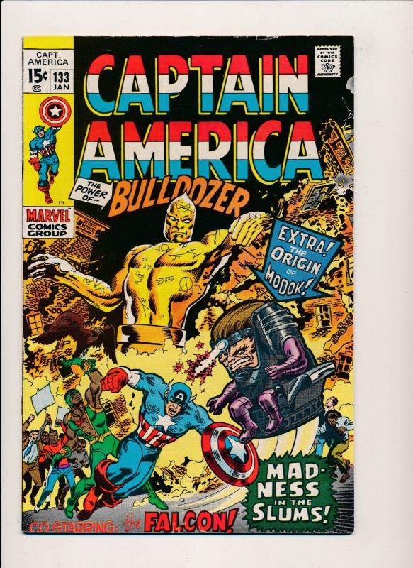 Marvel Captain America #133 Bulldozer, Modok origin 1971 ~ FN (PF138) Stan Lee