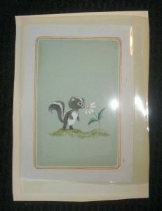 GET WELL SOON Cute Skunk Racoon w/ Flower 6.5x9 Greeting Card Art #nn