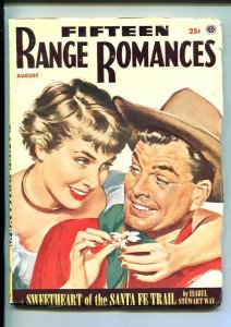 FIFTEEN RANGE ROMANCES-AUG 1953-PULP-WESTERN-SOUTHERN STATES PEDIGREE-fn/vf