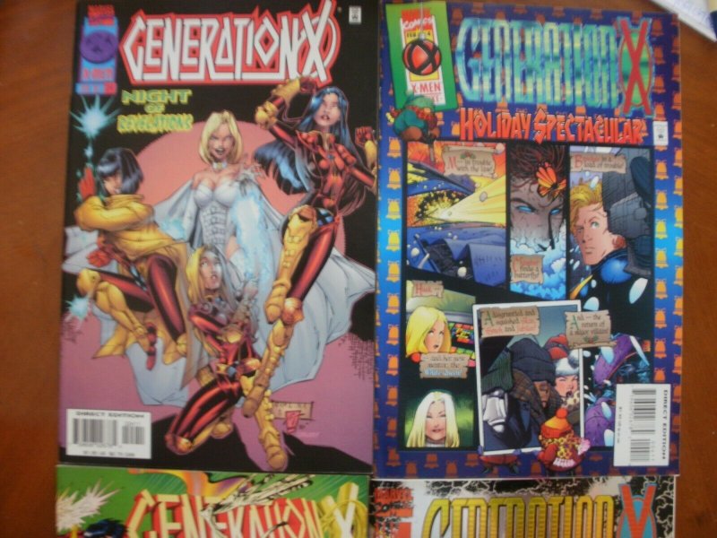 4 Marvel GENERATION X Comic: #1 #24 '96 Annual #4 Holiday Spectacular with Card